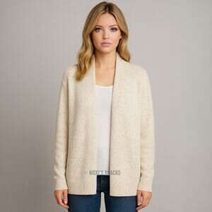 Club Monaco Speckled Cashmere Blend Open Front Cardigan Sweater Cream Size XS